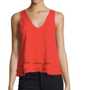 Parker Red Silk Ruffled Top